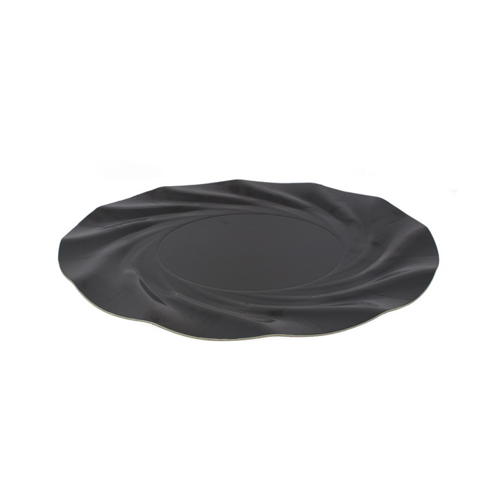Paper Plate Round Shape Black "Acuario" 35cm (25 Units) 