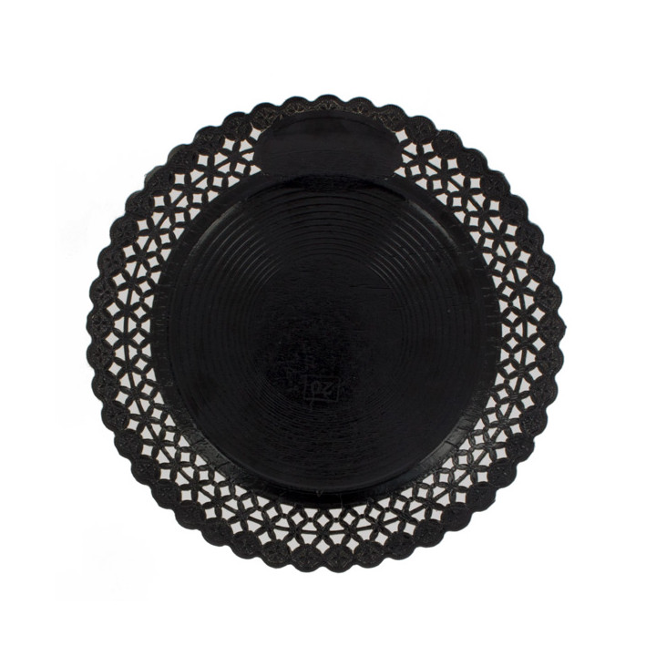 Paper Plate Round Shape Doilie Black 20cm (100 Units)