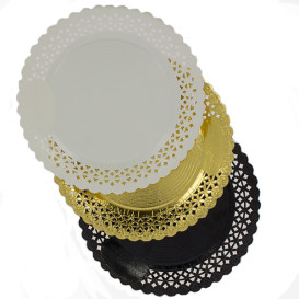 Paper Plate Round Shape Doilie Black 20cm (50 Units) 