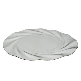 Paper Plate Round Shape Silver "Acuario" 35cm (25 Units) 