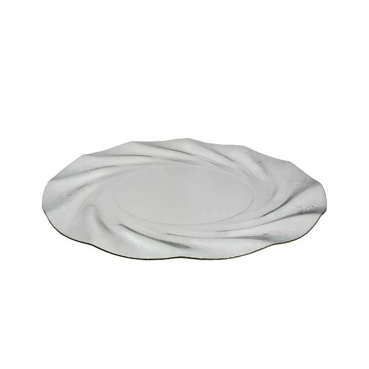 Paper Plate Round Shape Silver "Acuario" 35cm (100 Units)