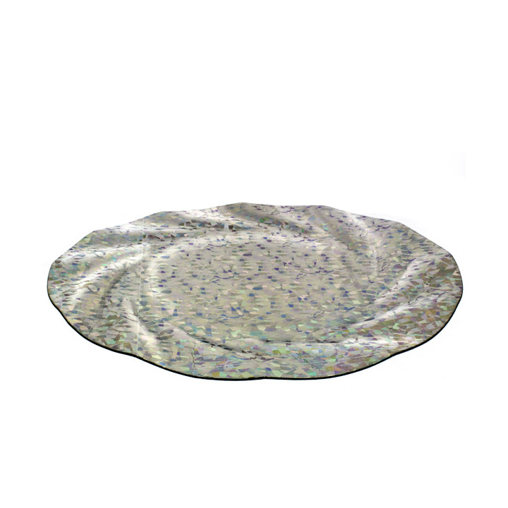 Paper Plate Round Shape Silver "Gaudi" "Acuario" 35cm (100 Units)