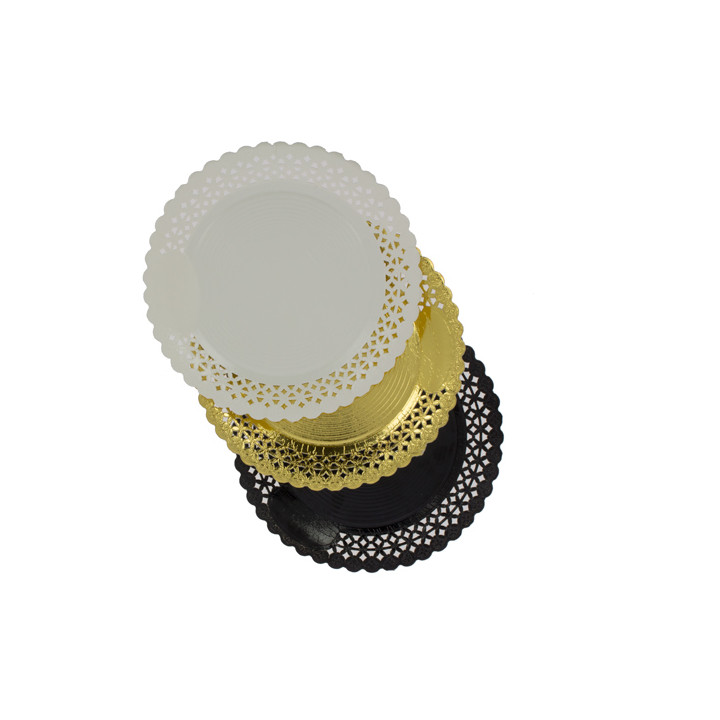 Paper Plate Round Shape Doilie Black 38cm (100 Units)