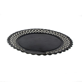 Paper Plate Round Shape Doilie Black 25cm (100 Units)