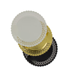 Paper Plate Round Shape Doilie Black 23cm (100 Units)