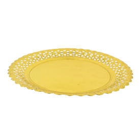 Paper Plate Round Shape Doilie Gold 38cm (100 Units)
