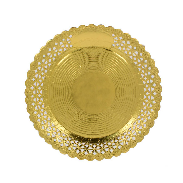 Paper Plate Round Shape Doilie Gold 35cm (50 Units) 