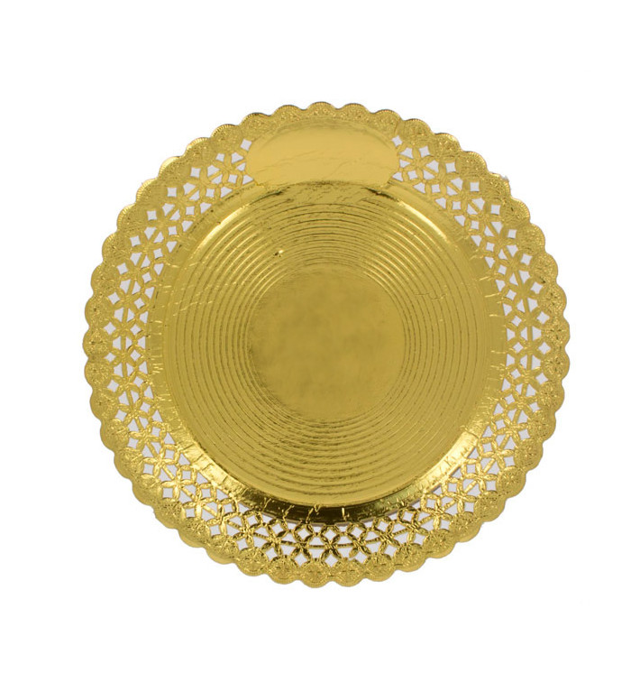 Paper Plate Round Shape Doilie Gold 23cm (100 Units)