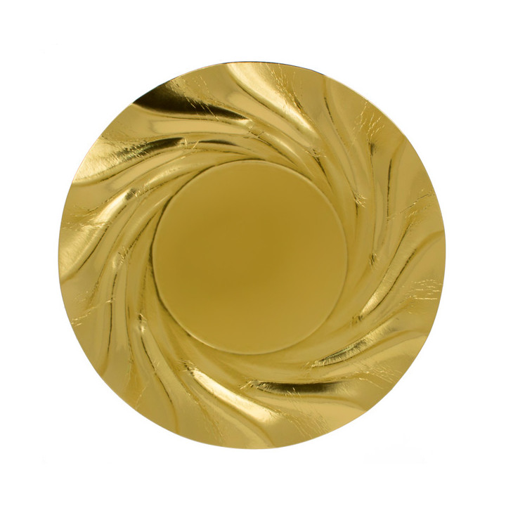 Paper Plate Round Shape Gold "Acuario" 35cm (25 Units) 