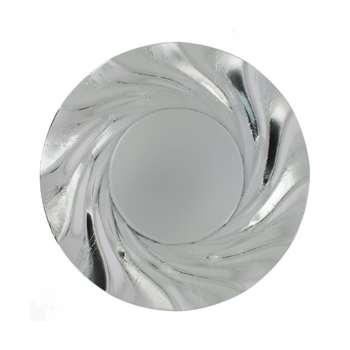 Paper Plate Round Shape Silver "Acuario" 35cm (100 Units)