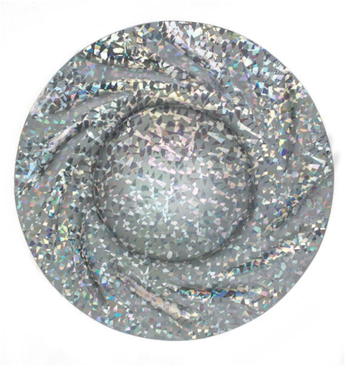 Paper Plate Round Shape Silver "Gaudi" "Acuario" 35cm (100 Units)