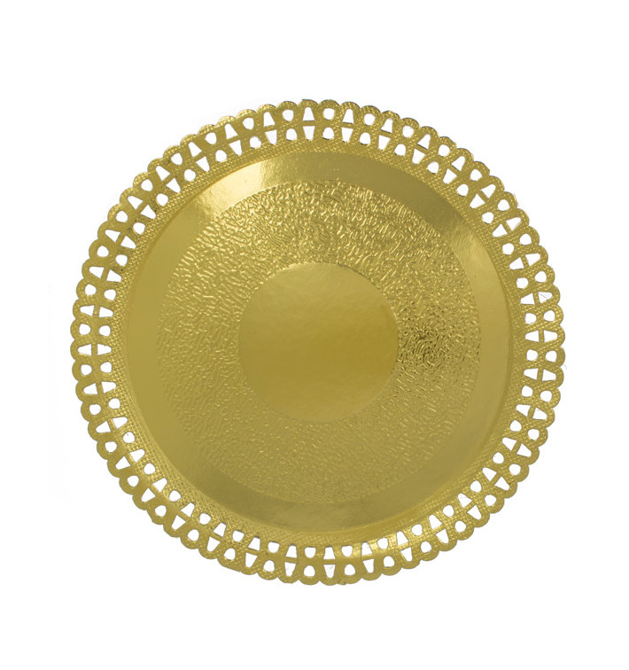 Paper Plate Round Shape Doilie Gold 2,60cm (50 Units) 