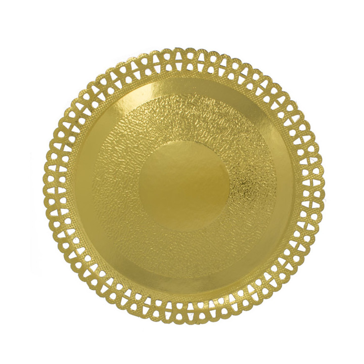Paper Plate Round Shape Doilie Gold 2,60cm (50 Units) 
