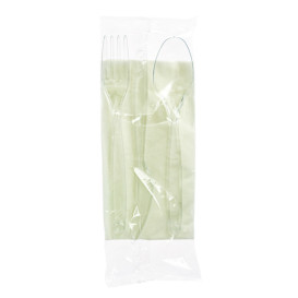 Plastic Cutlery kit PS Fork, Spoon, Knife and Napkin Clear (500 Units)