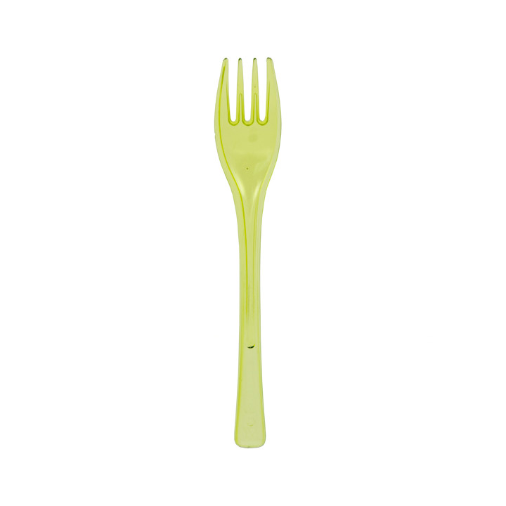 Plastic Fork PS "Fly" Lime Green Clear 14cm (50 Units) 