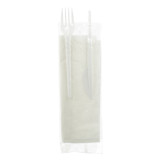 Plastic Cutlery kit PS Fork, Knife and Napkin (25 Units)