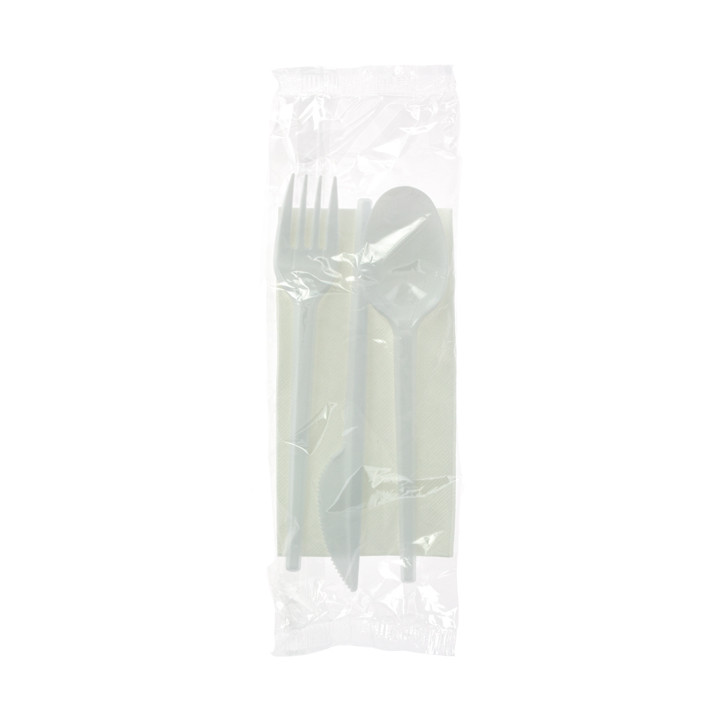 Plastic Cutlery kit PS Fork, Spoon, Knife and Napkin (250 Units)