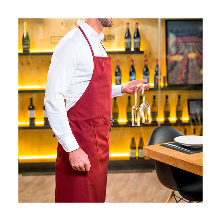 Serving apron bib and pocket Burgundy 75x90cm (20 Uts)