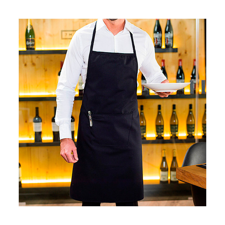 Serving apron bib and pocket Black 75x90cm (1 Unit) 