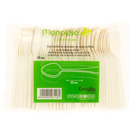 Cornstarch Teaspoon PLA White 12,5cm (1500 Uds)