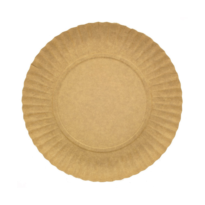 Paper Plate Round Shape Kraft 25cm 255g/m2 (100 Units) 