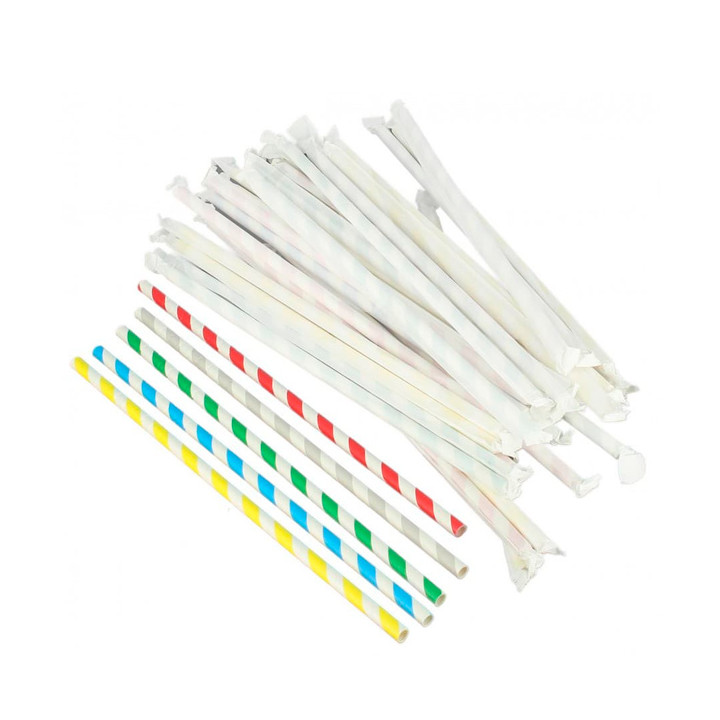 Paper Straw Flexible Pack Wrapped Ø0,6cm 23cm (250 Units)