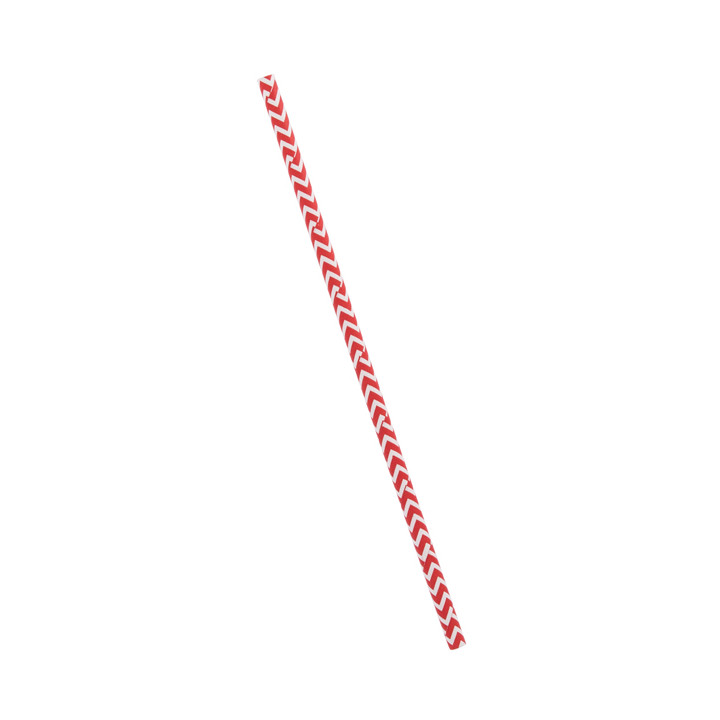 Paper Straw Straight Red and White Ø0,6cm 20cm (6000 Units)