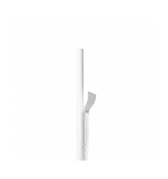 Paper Straw Straight White Wrapped Ø0,6cm 19,7cm (500 Units) 