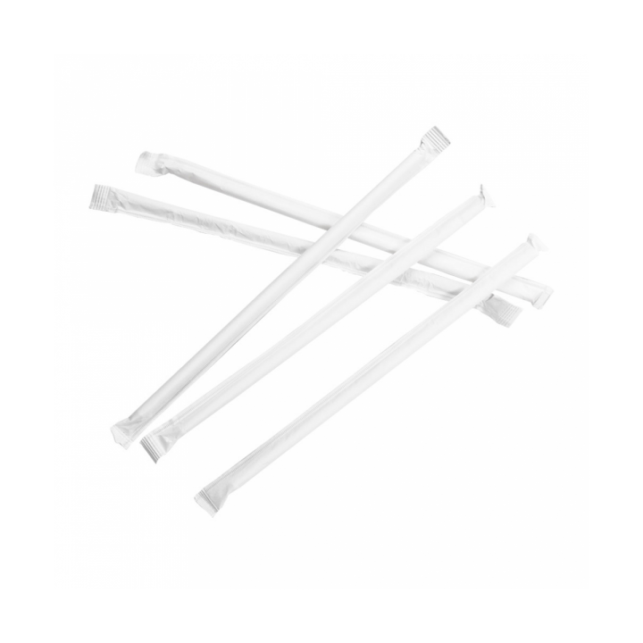Paper Straw Straight White Wrapped Ø0,6cm 19,7cm (500 Units) 