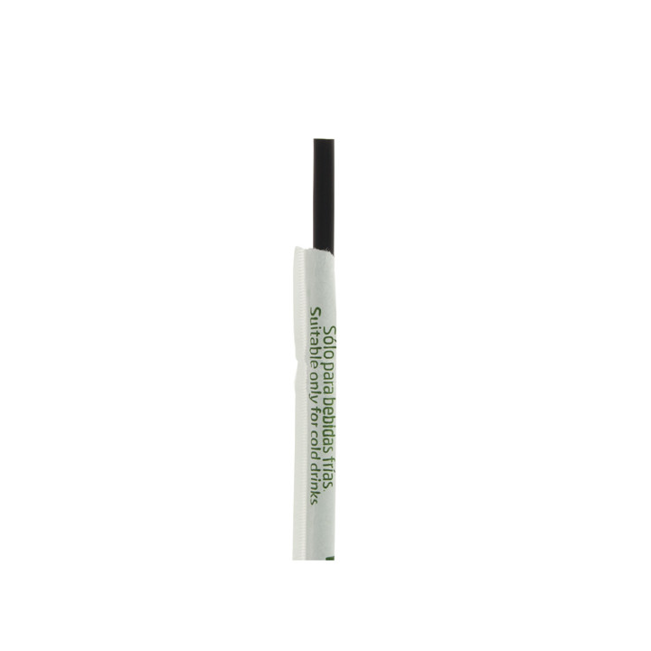 Plastic Straw Straight PLA Wrapped Black Ø0,6cm 14cm (13000 Units)