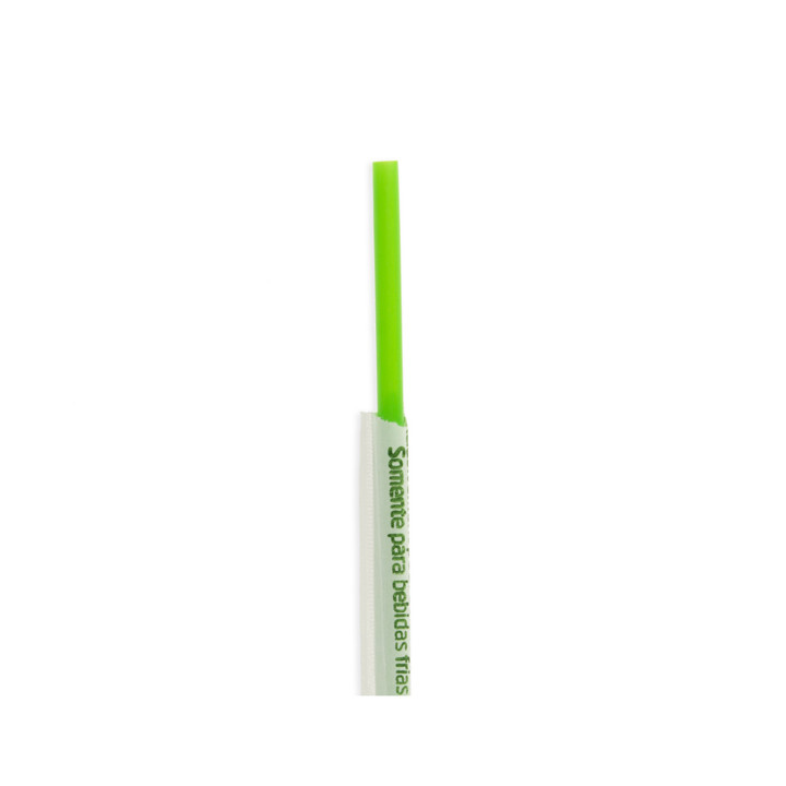 Plastic Straw Straight PLA Wrapped Green Ø0,6cm 20cm (250 Units)