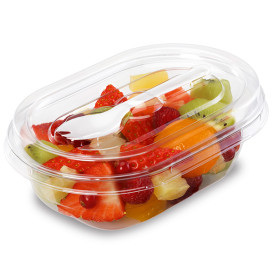 Plastic Salad Bowl APET shape with Fork 370ml 19x14x6,4cm (400 Units)