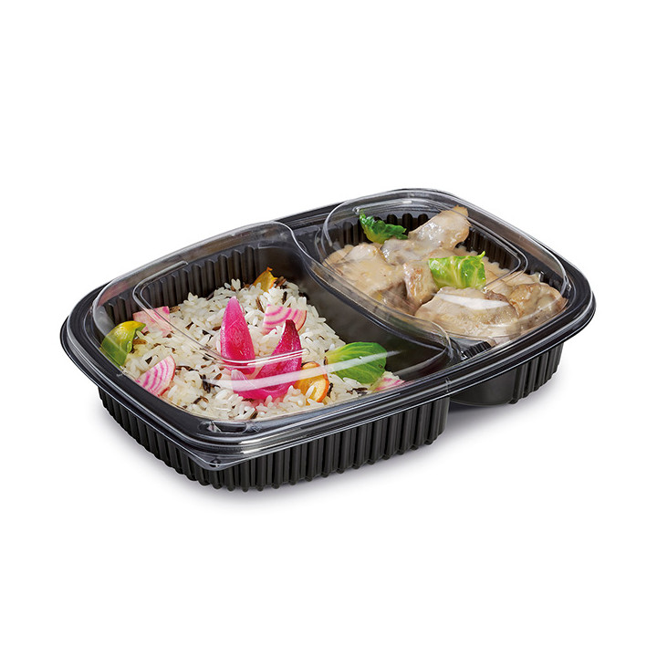 Plastic Container PP Rectangular Shape 2C 1250ml 25,5x18,9x4,5cm (40 Units) 