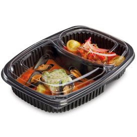 Plastic Container PP Rectangular Shape 2C 1250ml 25,5x18,9x4,5cm (320 Units)