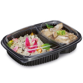 Plastic Container PP Rectangular Shape 2C 1250ml 25,5x18,9x4,5cm (320 Units)
