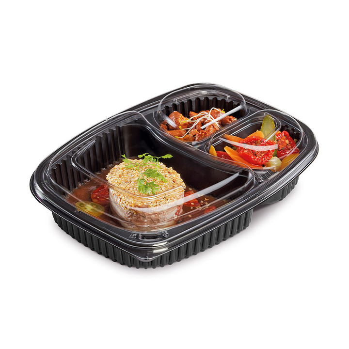 Plastic Container PP Rectangular Shape 3C 1250ml 25,5x18,9x4,5cm (320 Units)