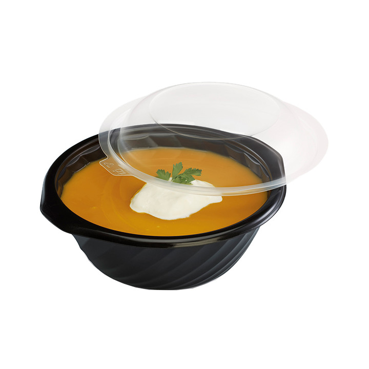 Plastic Deli Container PP Round Shape Black 400ml Ø14,4cm (100 Units)  
