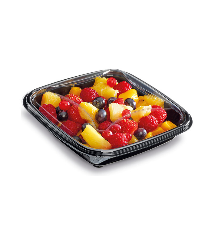 Plastic Salad Bowl APET Black 375ml 12,5x12,5x5,3cm (24 Units) 