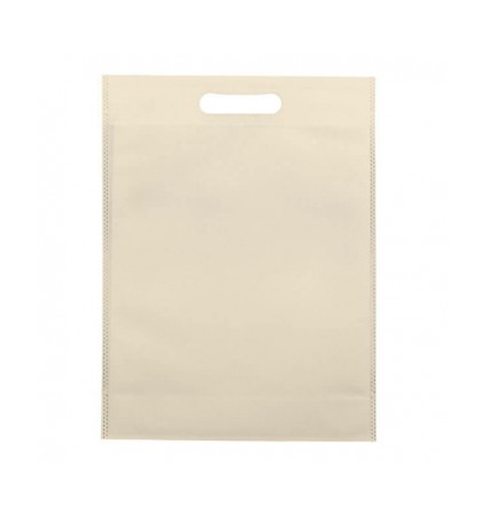Non-Woven Bag with Die-cut Handles Cream 30+10x40cm (25 Units)