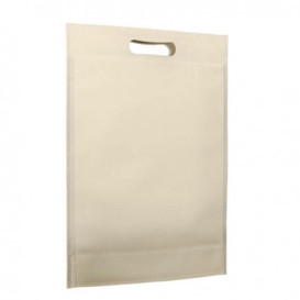 Non-Woven Bag with Die-cut Handles Cream 30+10x40cm (25 Units)