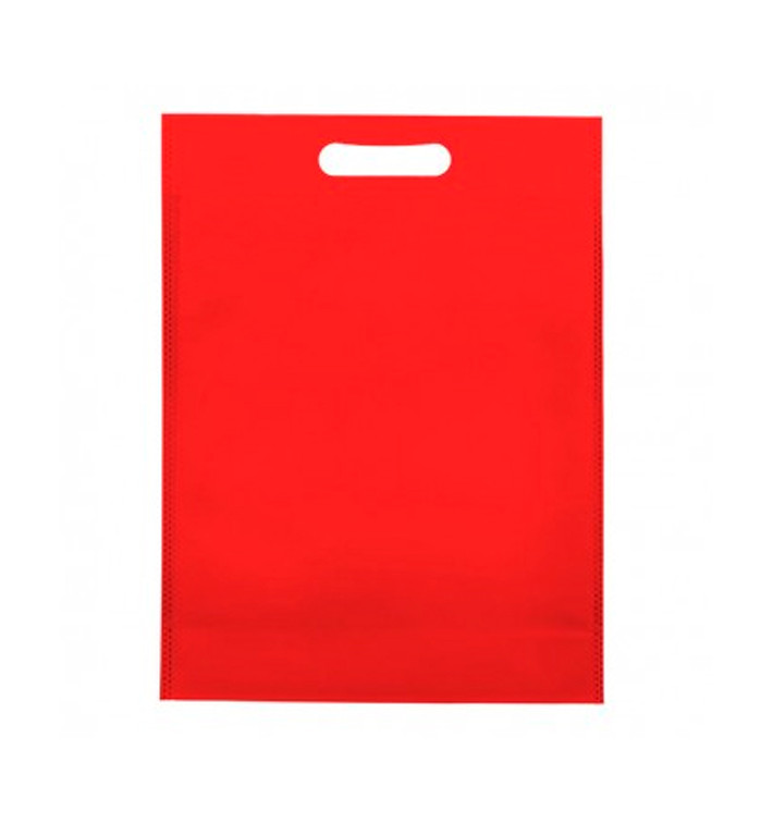 Non-Woven Bag with Die-cut Handles Red 30+10x40cm (200 Units)