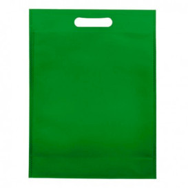 Non-Woven Bag with Die-cut Handles Green 30+10x40cm (25 Units)