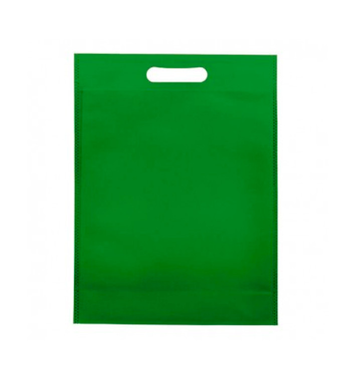 Non-Woven Bag with Die-cut Handles Green 30+10x40cm (200 Units)