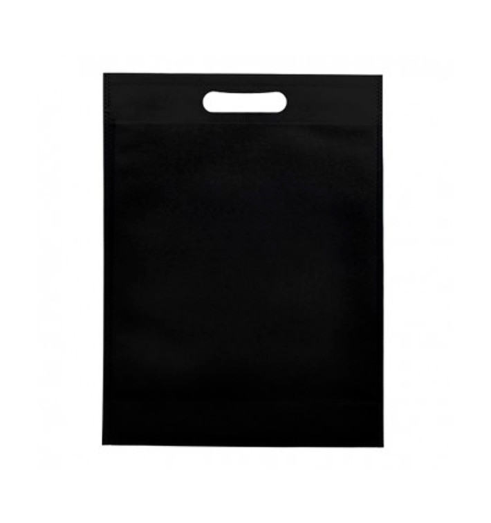 Non-Woven Bag with Die-cut Handles Black 30+10x40cm (200 Units)
