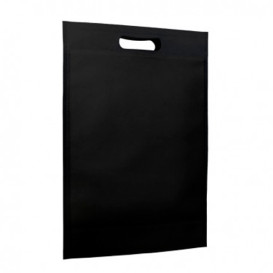 Non-Woven Bag with Die-cut Handles Black 30+10x40cm (200 Units)