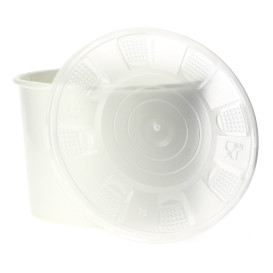 Paper Container with Plastic Lid White PP 736ml (250 Units)