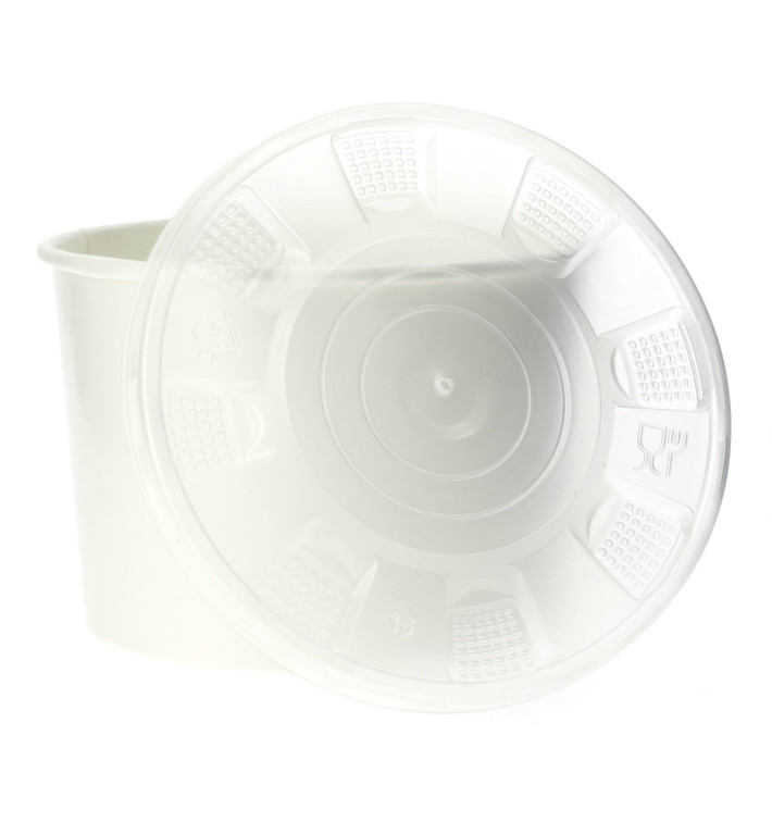 Paper Container with Plastic Lid White PP 736ml (250 Units)