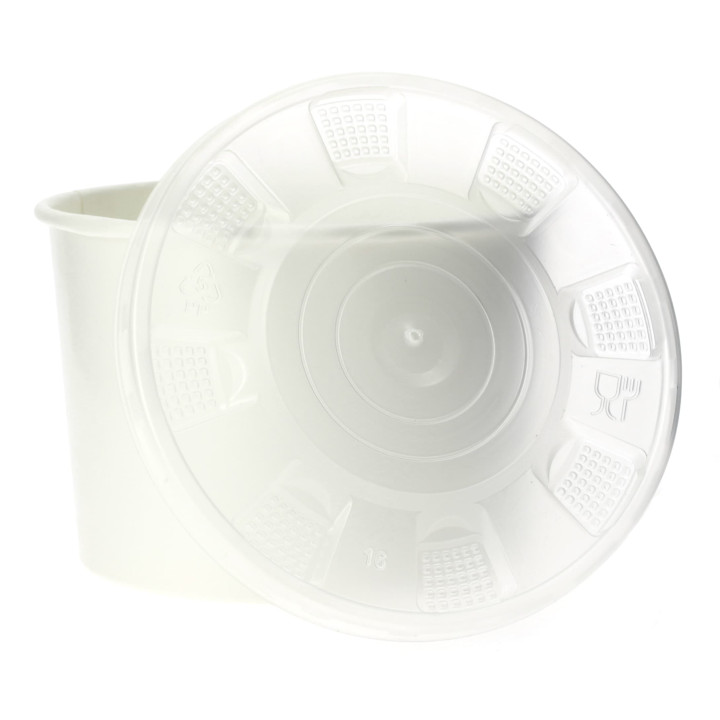 Paper Container with Plastic Lid White PP 736ml (250 Units)
