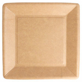Paper Plate Biocoated Natual Square 23cm (20 Units) 