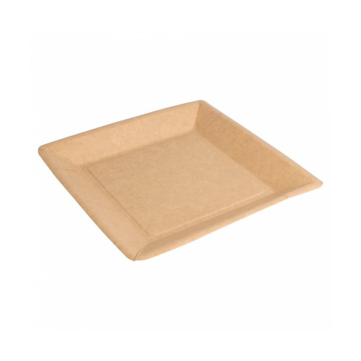 Paper Plate Biocoated Natual Square 23cm (20 Units) 
